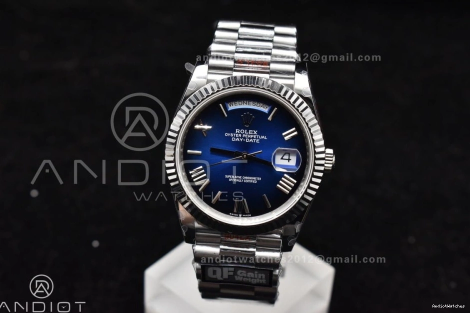 A2836 SS (Gain 40 Steel Black 724 on Edition Bracelet Blue Best Practical 904L Weight) DayDate V4 President Dial QF 1009